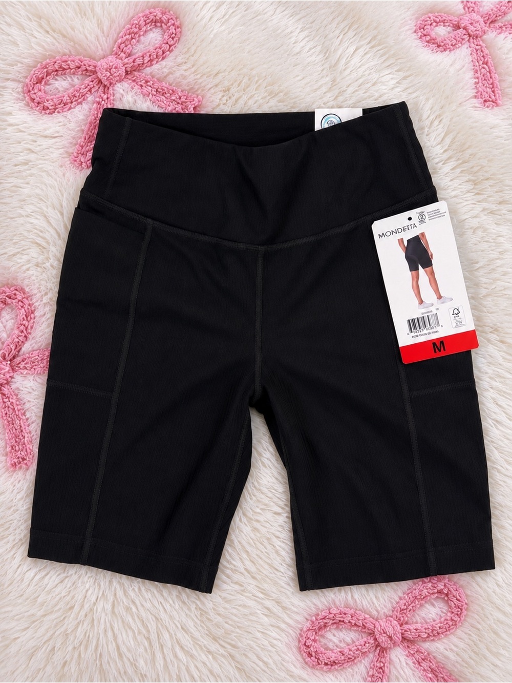 Mondetta Black High-Waist Bike Shorts with Side Panels